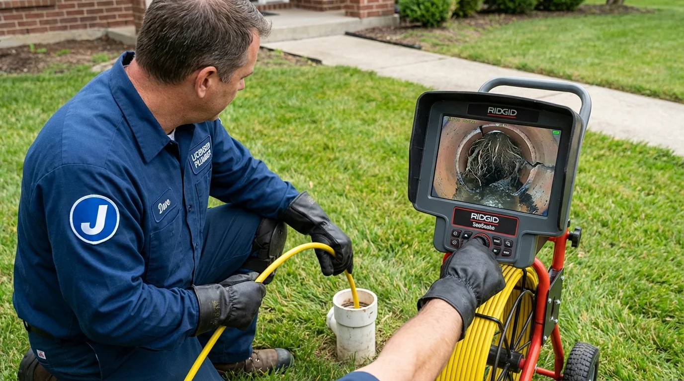 Sewer camera inspection being performed by Johns Plumbing LLC in Shoals